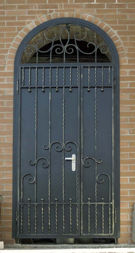 Дверь с элементами ковки в поселке Благовещенка