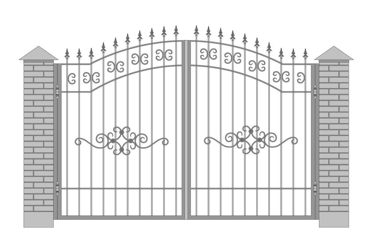 Открытые арочные ворота с шириной 3400 мм, рисунок 1