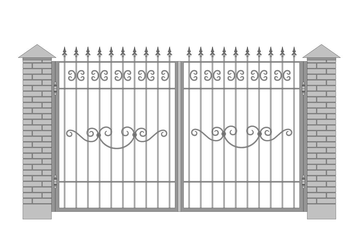 Открытые прямые ворота с шириной 3400 мм, рисунок 2