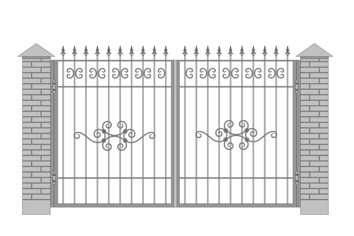 Открытые прямые ворота с шириной 3400 мм, рисунок 3