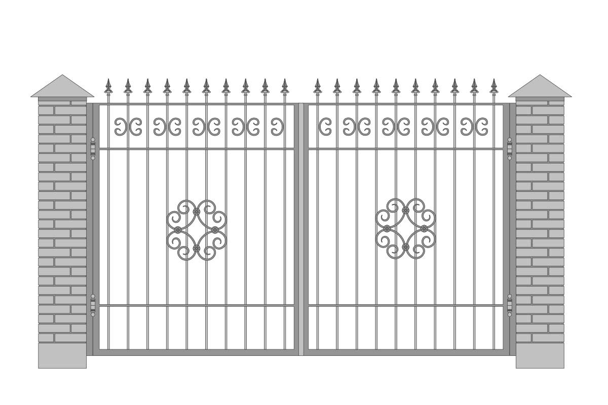 Открытые прямые ворота с шириной 3400 мм, рисунок 4