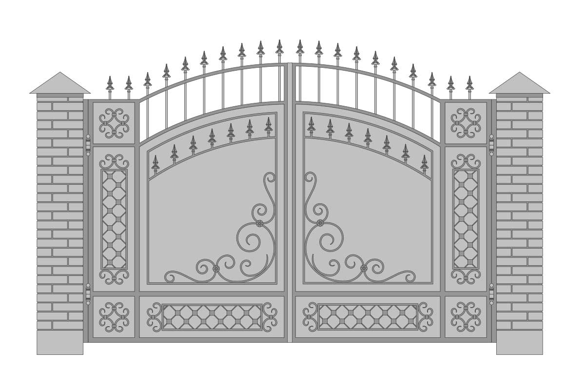 Закрытые арочные ворота с шириной 3400 мм, рисунок 1