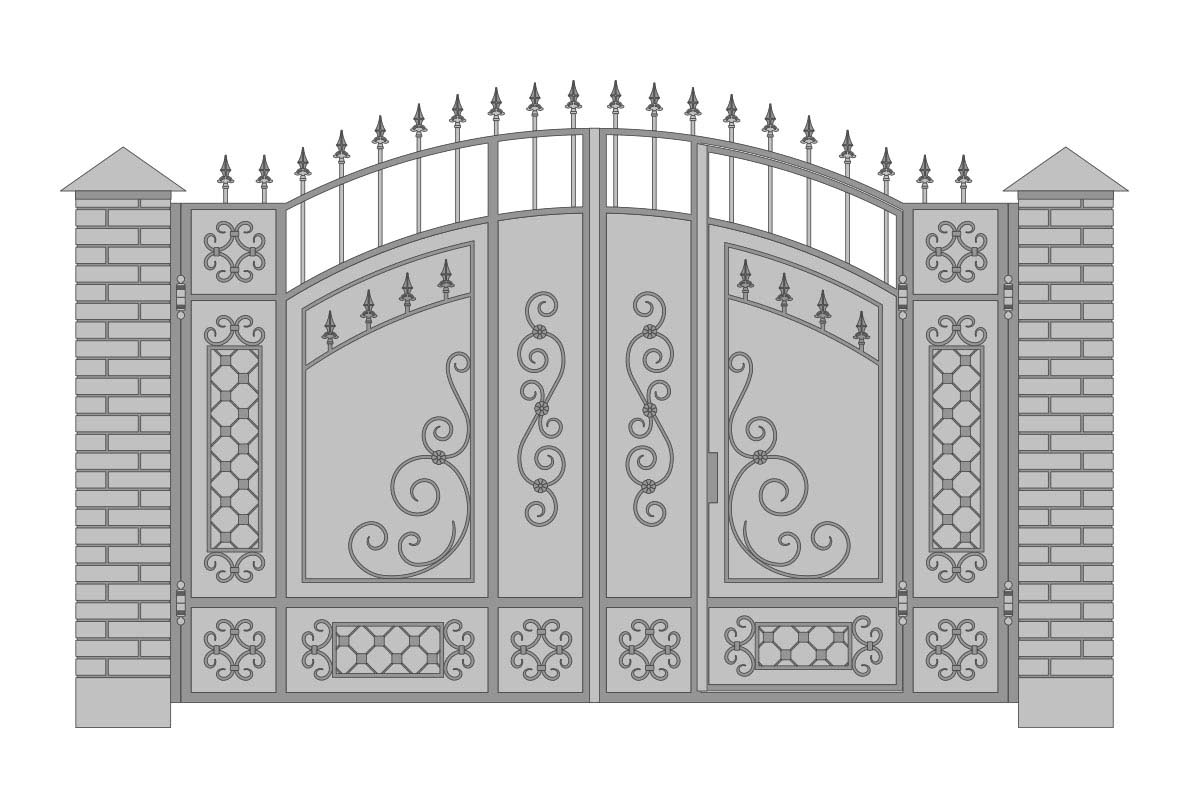 Закрытые арочные ворота с шириной 3400 мм, рисунок 1