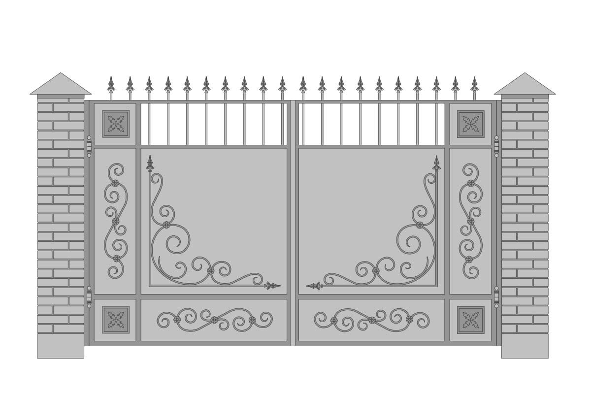 Закрытые прямые ворота с шириной 3400 мм, рисунок 3